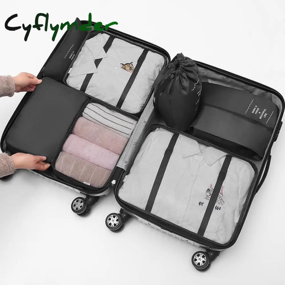 Cyflymder 7Pcs/Set Travel Luggage Organizer Clothes Storage Bag High Quality Waterproof Cosmetic