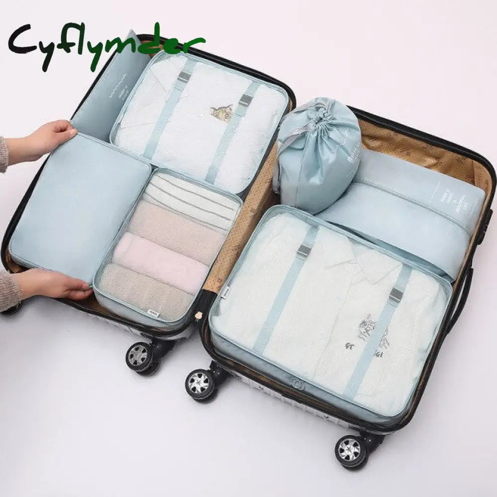 Cyflymder 7Pcs/Set Travel Luggage Organizer Clothes Storage Bag High Quality Waterproof Cosmetic