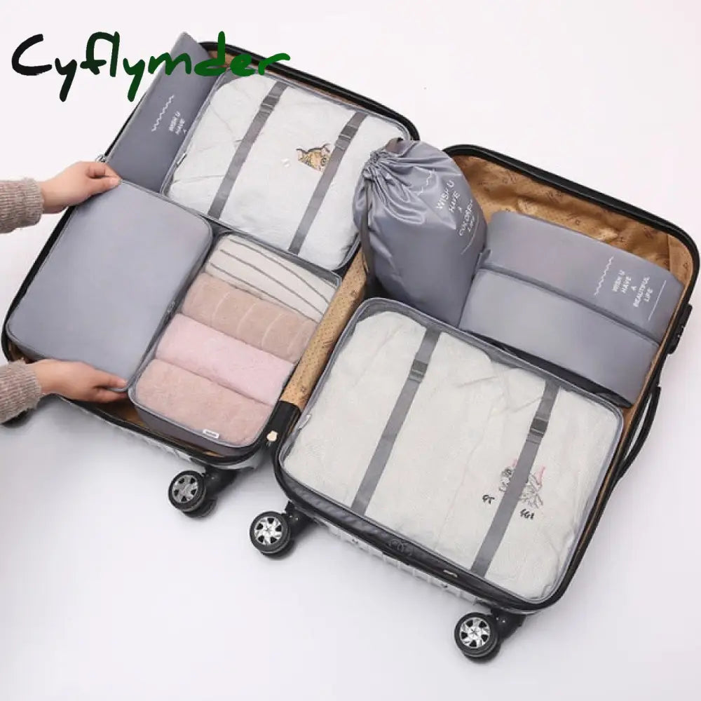 Cyflymder 7Pcs/Set Travel Luggage Organizer Clothes Storage Bag High Quality Waterproof Cosmetic