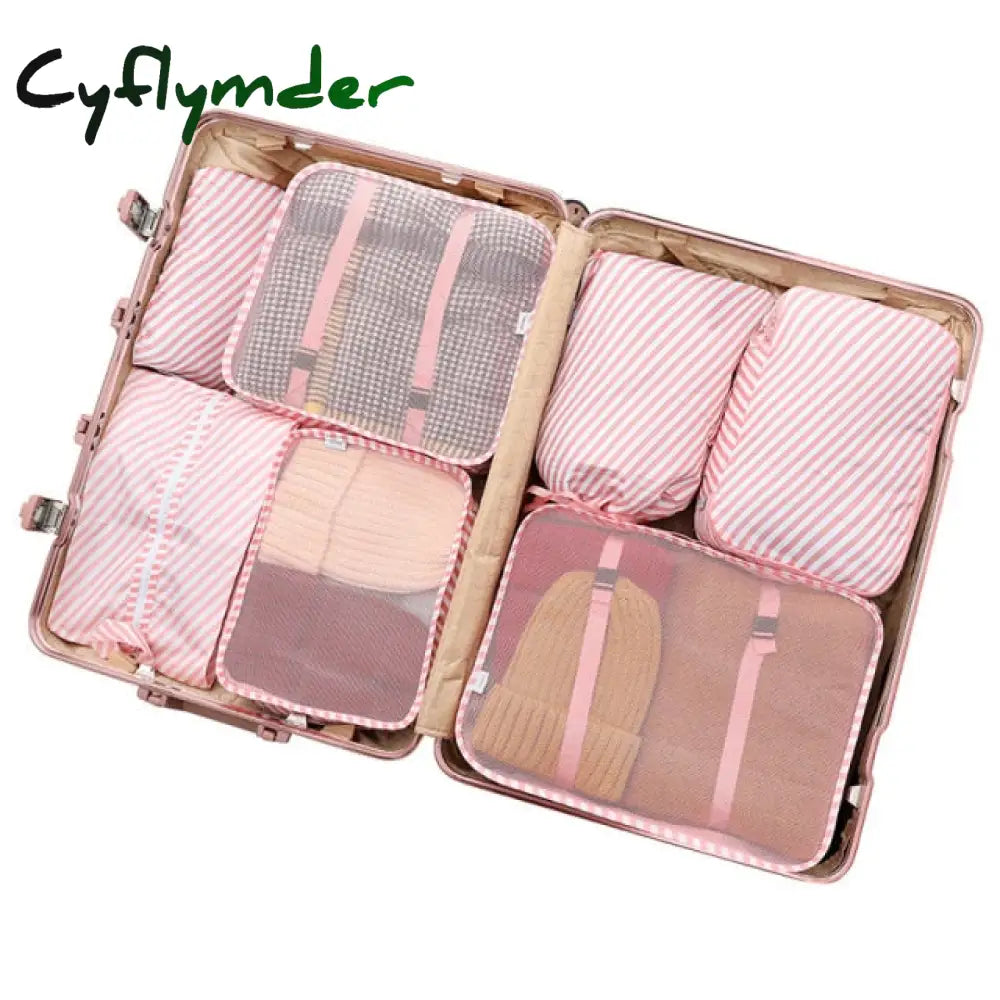 Cyflymder 7Pcs/Set Travel Luggage Organizer Clothes Storage Bag High Quality Waterproof Cosmetic