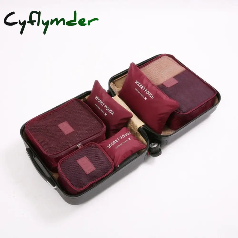 Cyflymder 7Pcs/Set Travel Luggage Organizer Clothes Storage Bag High Quality Waterproof Cosmetic