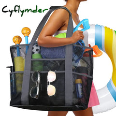 Cyflymder 8 Pockets Summer Large Beach Bag For Towels Mesh Durable Toys Waterproof Underwear Pocket