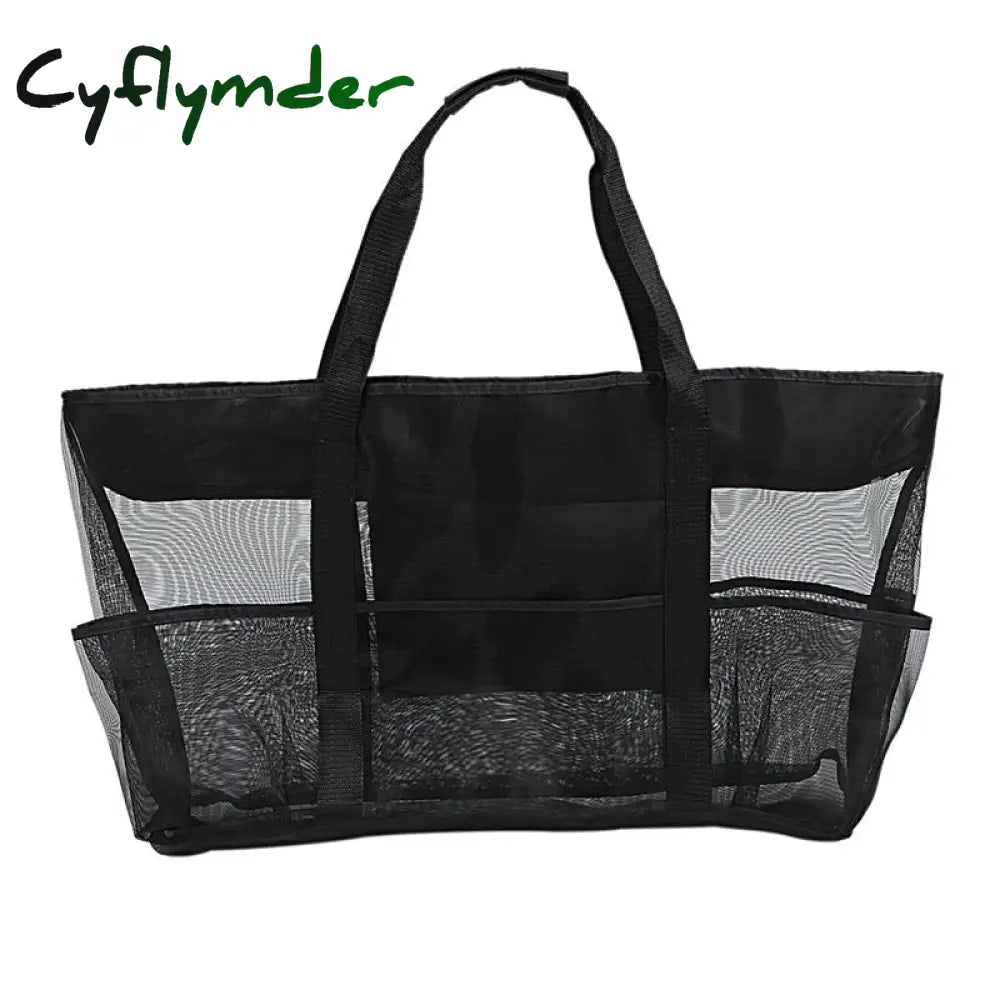 Cyflymder 8 Pockets Summer Large Beach Bag For Towels Mesh Durable Toys Waterproof Underwear Pocket