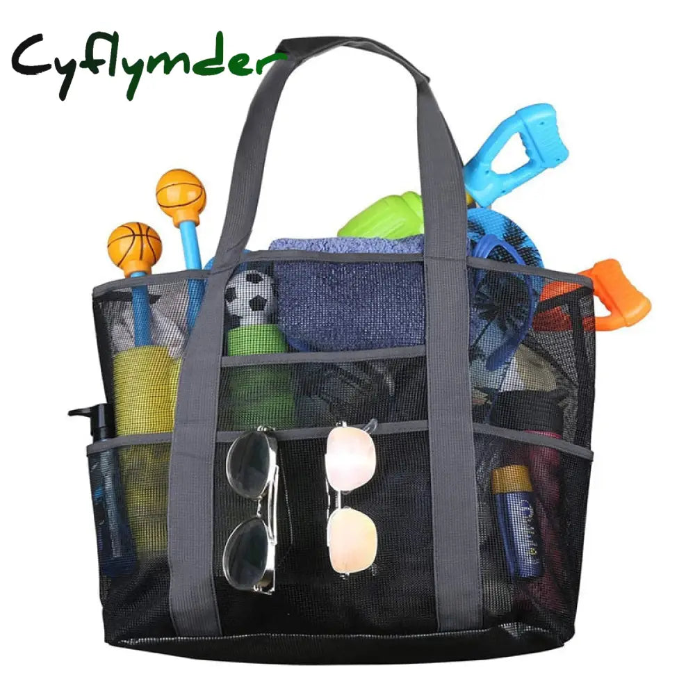 Cyflymder 8 Pockets Summer Large Beach Bag For Towels Mesh Durable Toys Waterproof Underwear Pocket