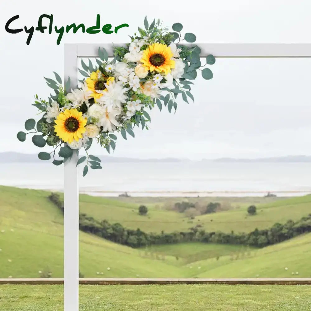 Cyflymder 80cm Artificial Wedding Arch Background Flower Artificial Flower Row Silk Flower Wedding Hotel Table Flower