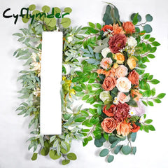 Cyflymder 80cm Artificial Wedding Arch Background Flower Artificial Flower Row Silk Flower Wedding Hotel Table Flower