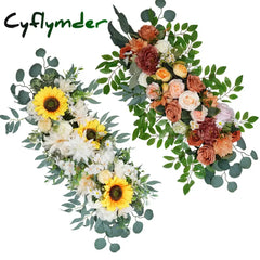 Cyflymder 80cm Artificial Wedding Arch Background Flower Artificial Flower Row Silk Flower Wedding Hotel Table Flower