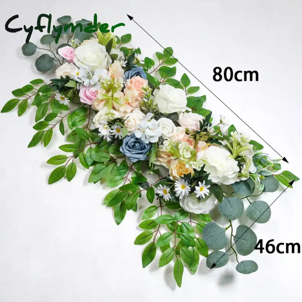 Cyflymder 80cm Artificial Wedding Arch Background Flower Artificial Flower Row Silk Flower Wedding Hotel Table Flower