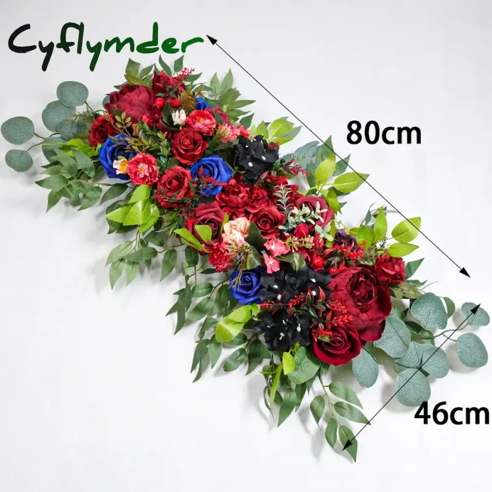 Cyflymder 80cm Artificial Wedding Arch Background Flower Artificial Flower Row Silk Flower Wedding Hotel Table Flower