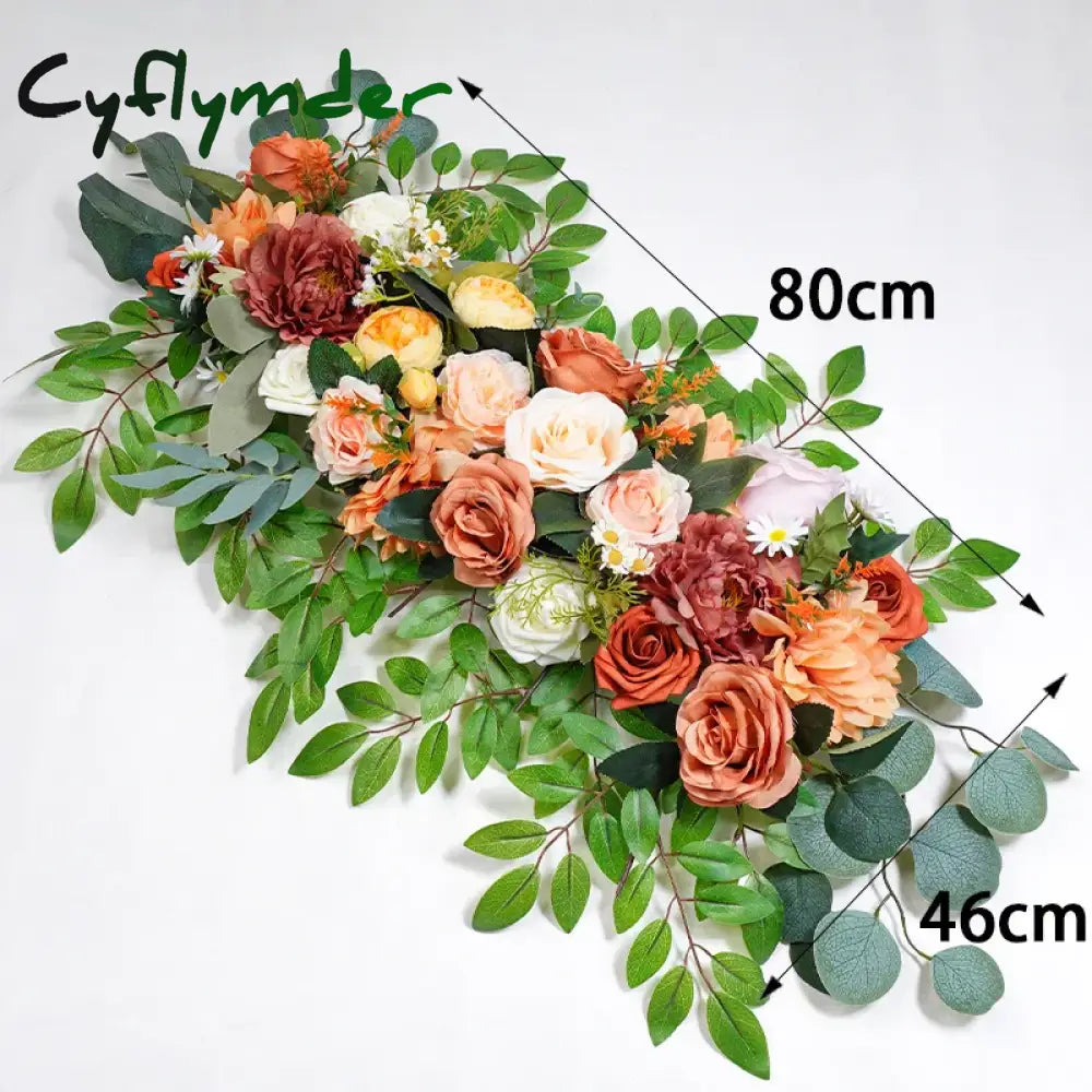 Cyflymder 80cm Artificial Wedding Arch Background Flower Artificial Flower Row Silk Flower Wedding Hotel Table Flower