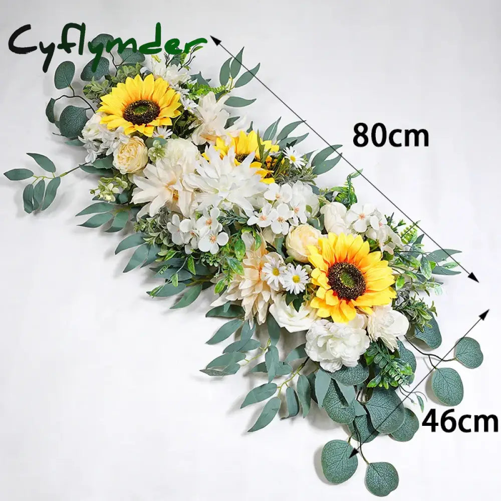 Cyflymder 80cm Artificial Wedding Arch Background Flower Artificial Flower Row Silk Flower Wedding Hotel Table Flower