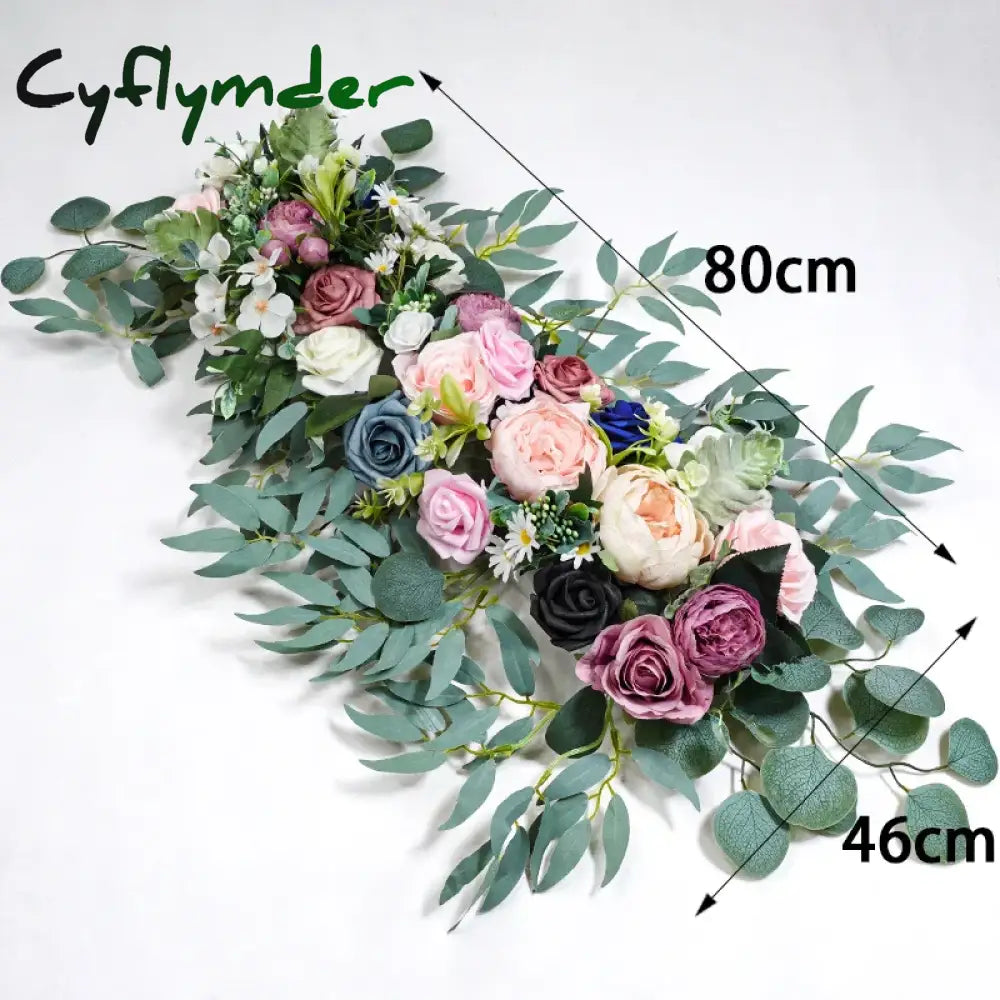 Cyflymder 80cm Artificial Wedding Arch Background Flower Artificial Flower Row Silk Flower Wedding Hotel Table Flower