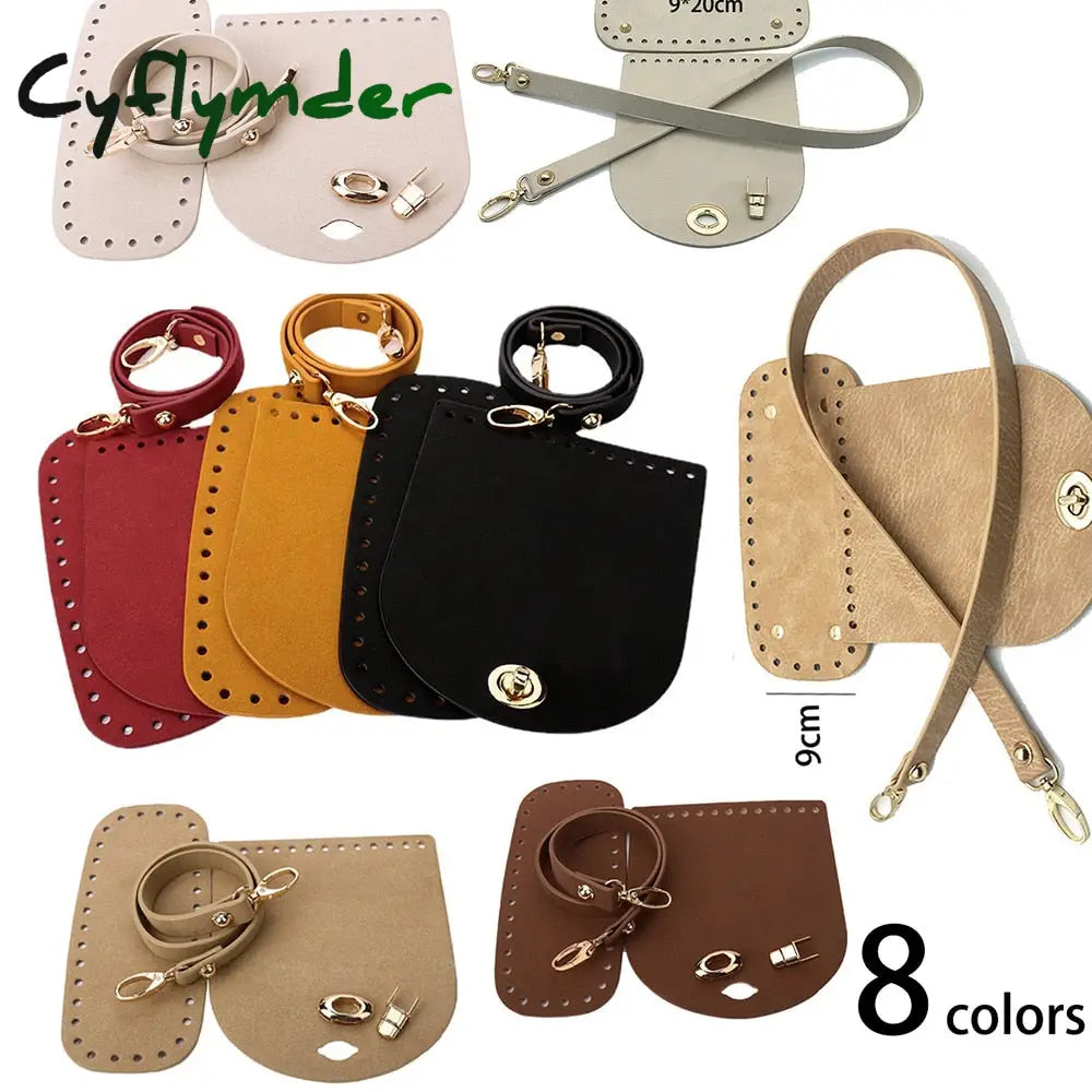 Cyflymder 8Colors 4Pcs/Set Artificial Leather Shoulder Bag Bottom Strap Replacement For Diy