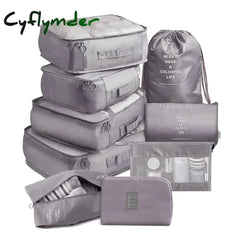 Cyflymder 9 Pieces Set Travel Organizer Storage Bags Suitcase Packing Cases Portable Luggage