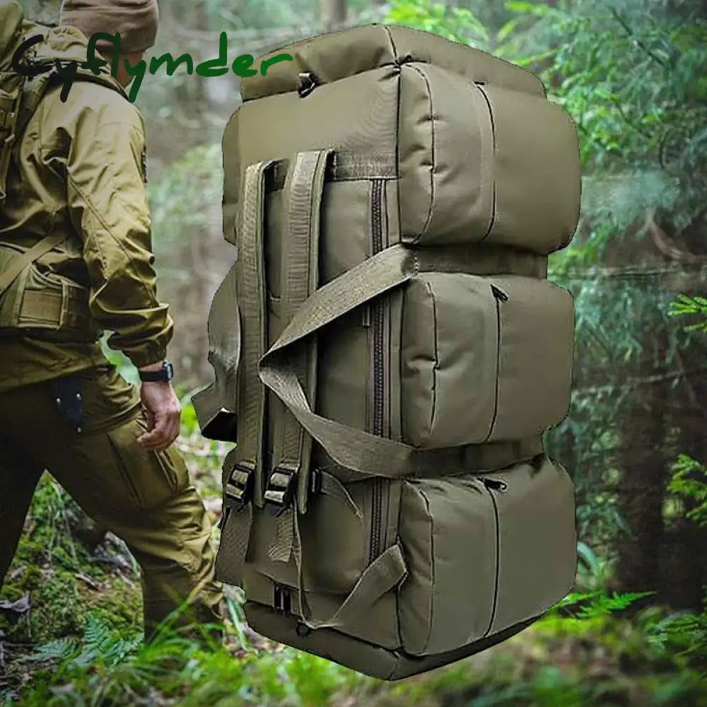 Cyflymder 90L Large Capacity Men’s Travel Bags Canvas Military Tactical Backpack Waterproof