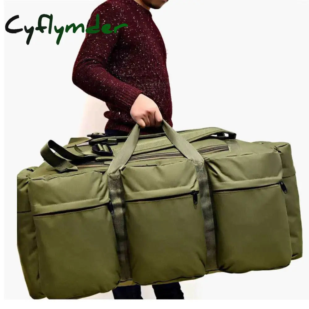 Cyflymder 90L Large Capacity Men’s Travel Bags Canvas Military Tactical Backpack Waterproof