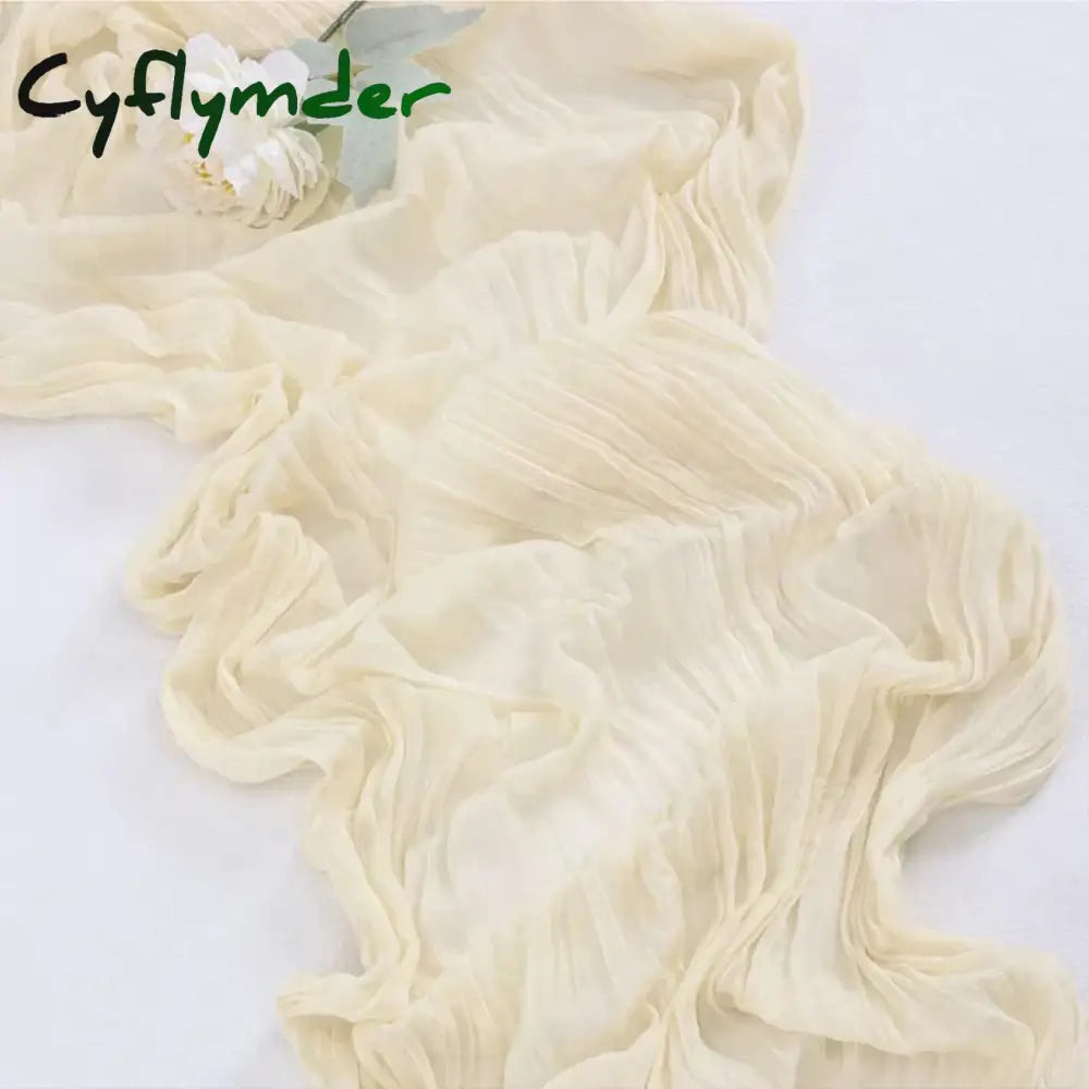 Cyflymder 90x300 Cm Knit Cloth Table Runner Wedding Birthday Party Banquet Decoration Gauze Fabric Voile Table Cloth