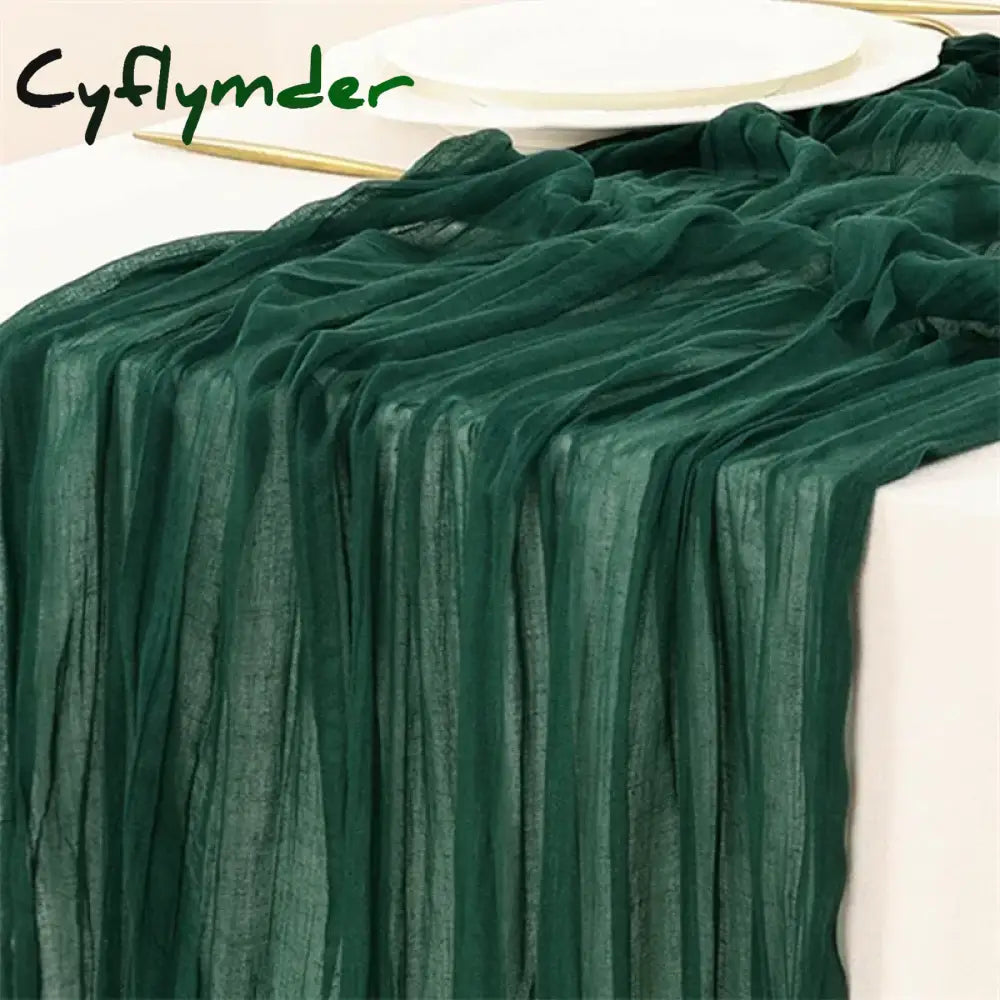 Cyflymder 90x300 Cm Knit Cloth Table Runner Wedding Birthday Party Banquet Decoration Gauze Fabric Voile Table Cloth