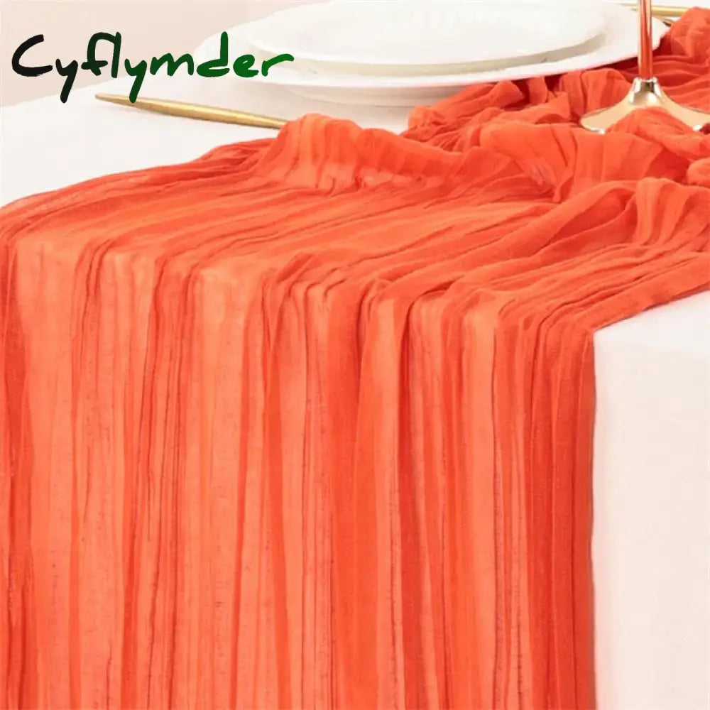 Cyflymder 90x300 Cm Knit Cloth Table Runner Wedding Birthday Party Banquet Decoration Gauze Fabric Voile Table Cloth