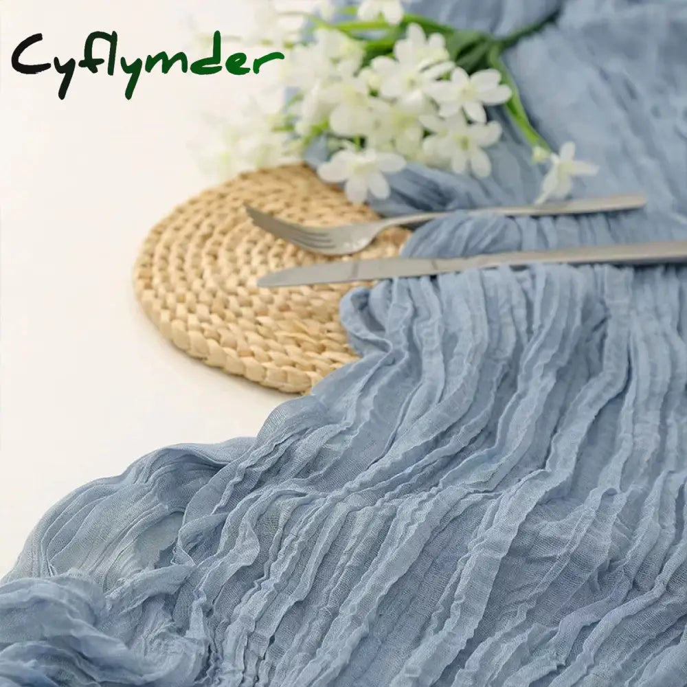 Cyflymder 90x300 Cm Knit Cloth Table Runner Wedding Birthday Party Banquet Decoration Gauze Fabric Voile Table Cloth