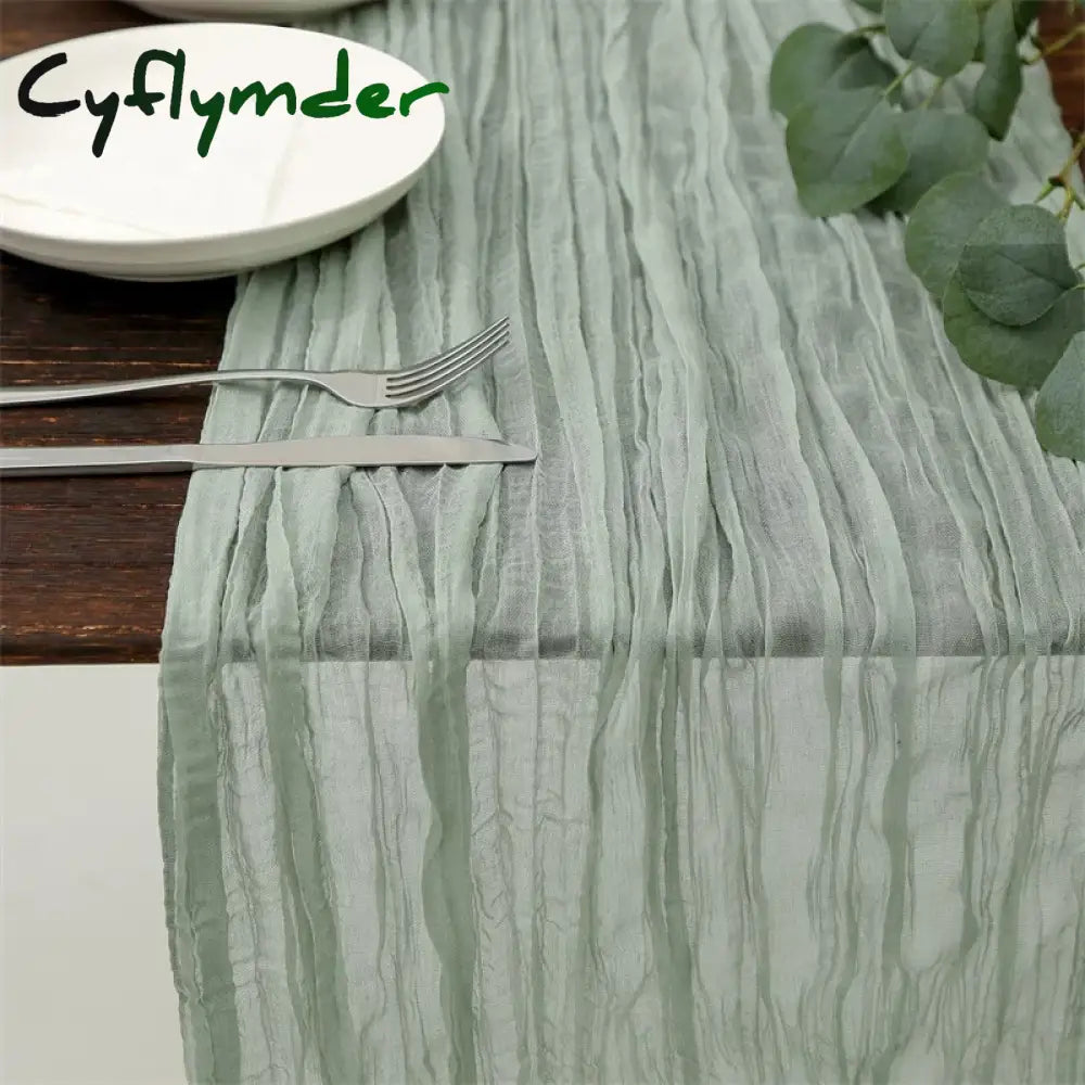 Cyflymder 90x300 Cm Knit Cloth Table Runner Wedding Birthday Party Banquet Decoration Gauze Fabric Voile Table Cloth