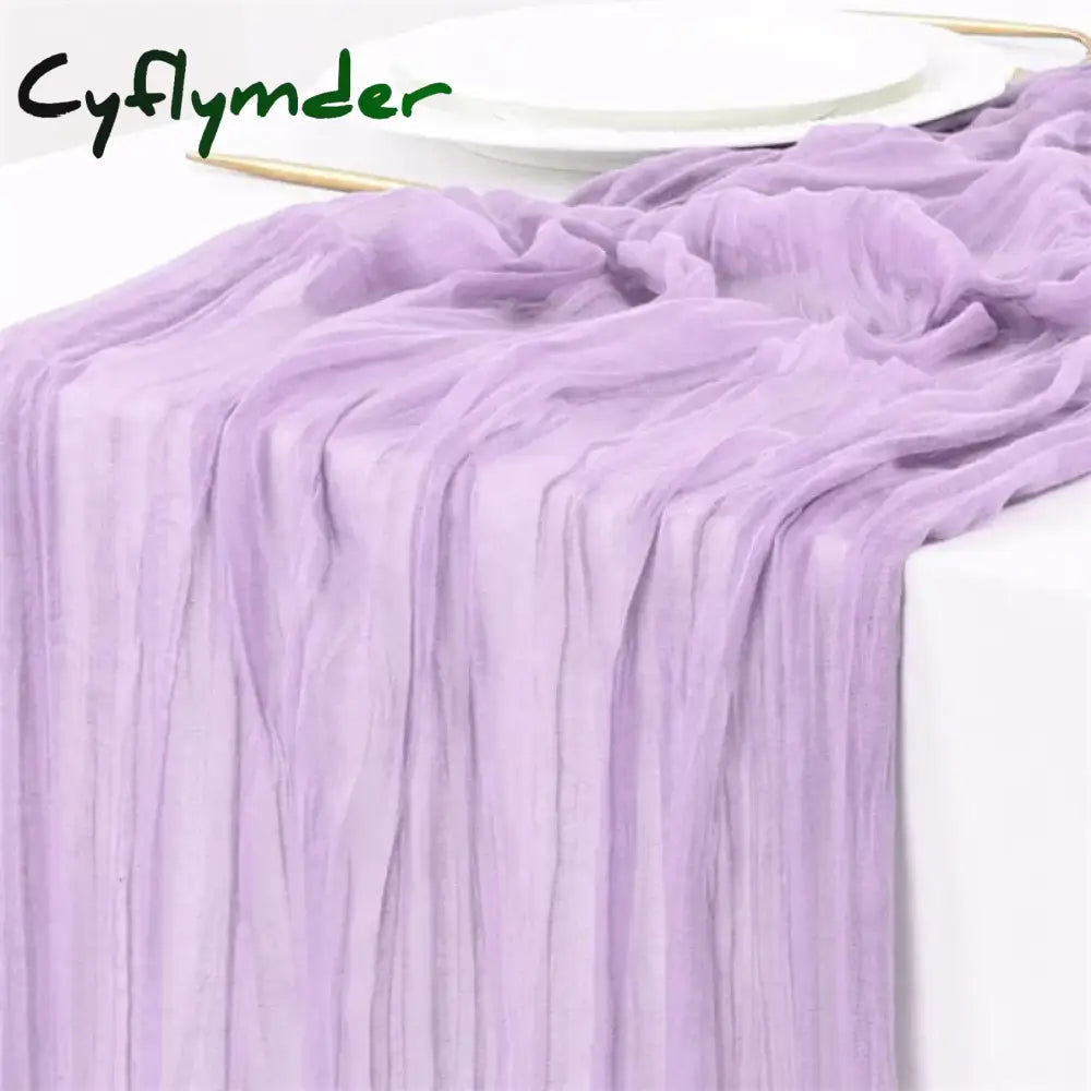 Cyflymder 90x300 Cm Knit Cloth Table Runner Wedding Birthday Party Banquet Decoration Gauze Fabric Voile Table Cloth