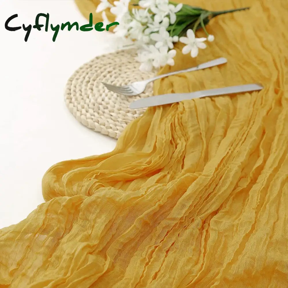 Cyflymder 90x300 Cm Knit Cloth Table Runner Wedding Birthday Party Banquet Decoration Gauze Fabric Voile Table Cloth