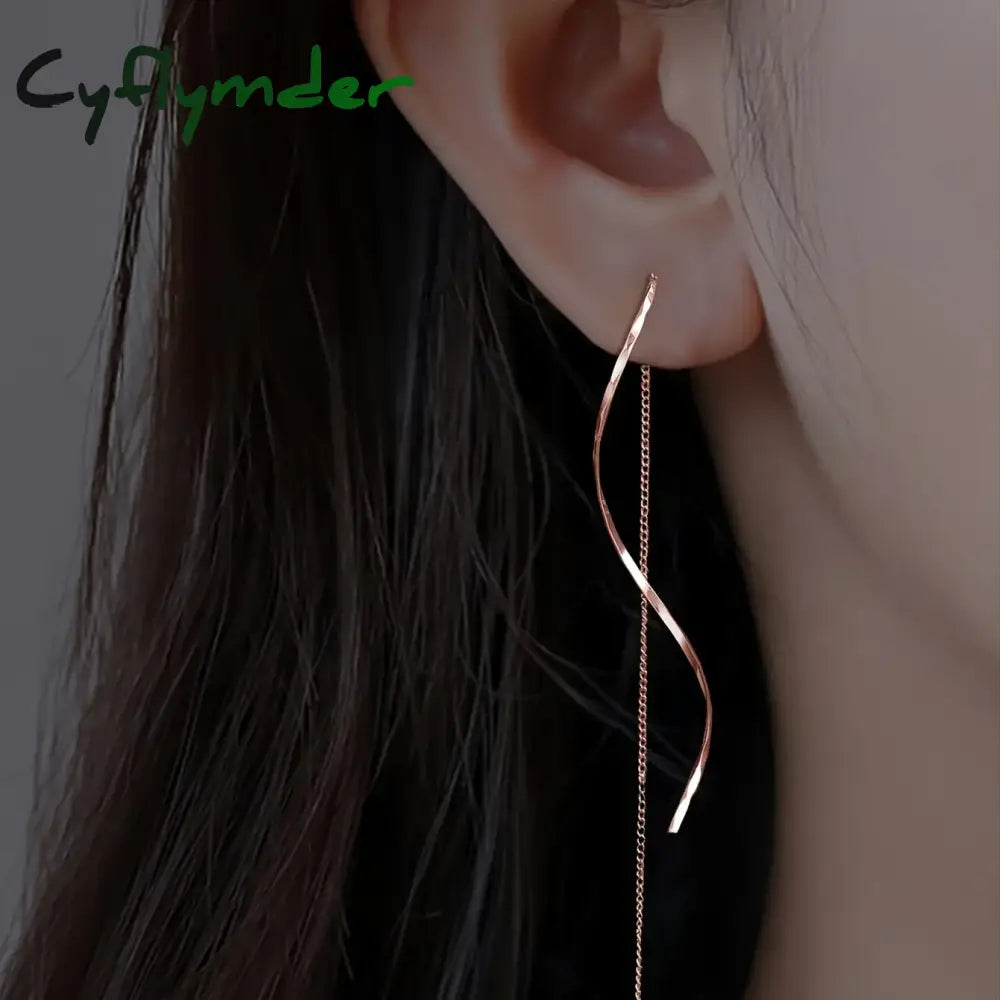 Accessories for Women Long Tassel Threader Earrings for Women Wave Shaped Simple Long Chain Earring Wedding Party Jewelry Gift