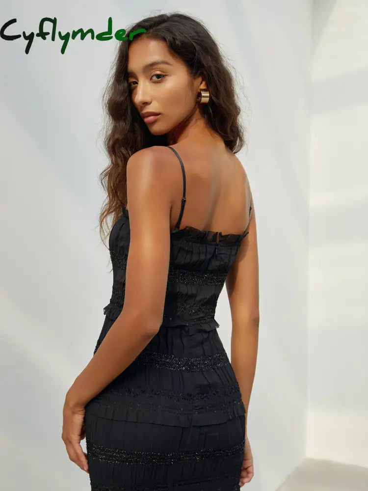 Cyflymder - Aegean Ruffle Zippered Midi Dress Dresses