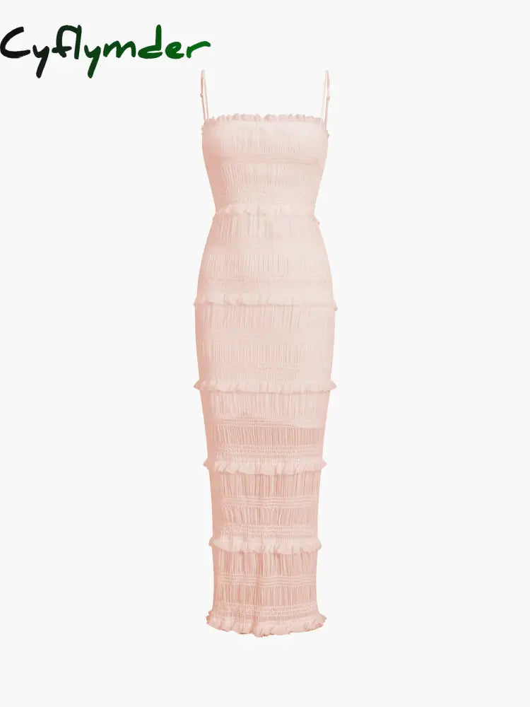 Cyflymder - Aegean Ruffle Zippered Midi Dress Pink / Xs Dresses