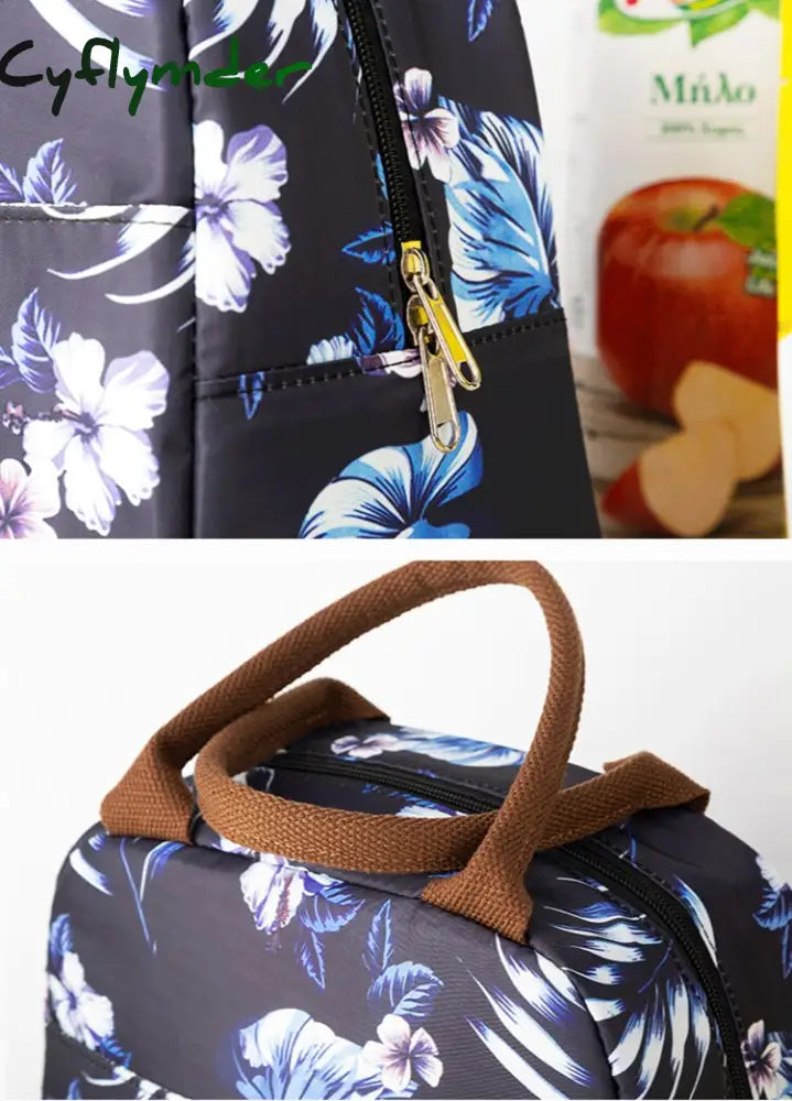 Cyflymder Aluminum Foil Portable Cooler Bag Stock Oxford Cloth Soft Handle Ladies Lunch Bags Large