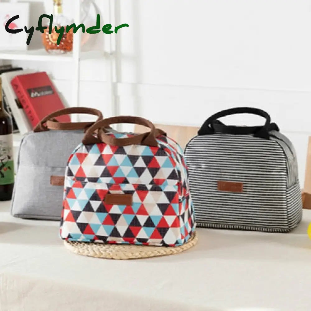 Cyflymder Aluminum Foil Portable Cooler Bag Stock Oxford Cloth Soft Handle Ladies Lunch Bags Large