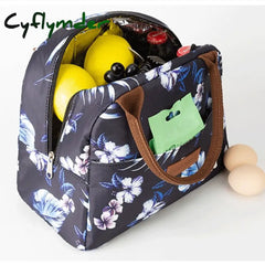 Cyflymder Aluminum Foil Portable Cooler Bag Stock Oxford Cloth Soft Handle Ladies Lunch Bags Large