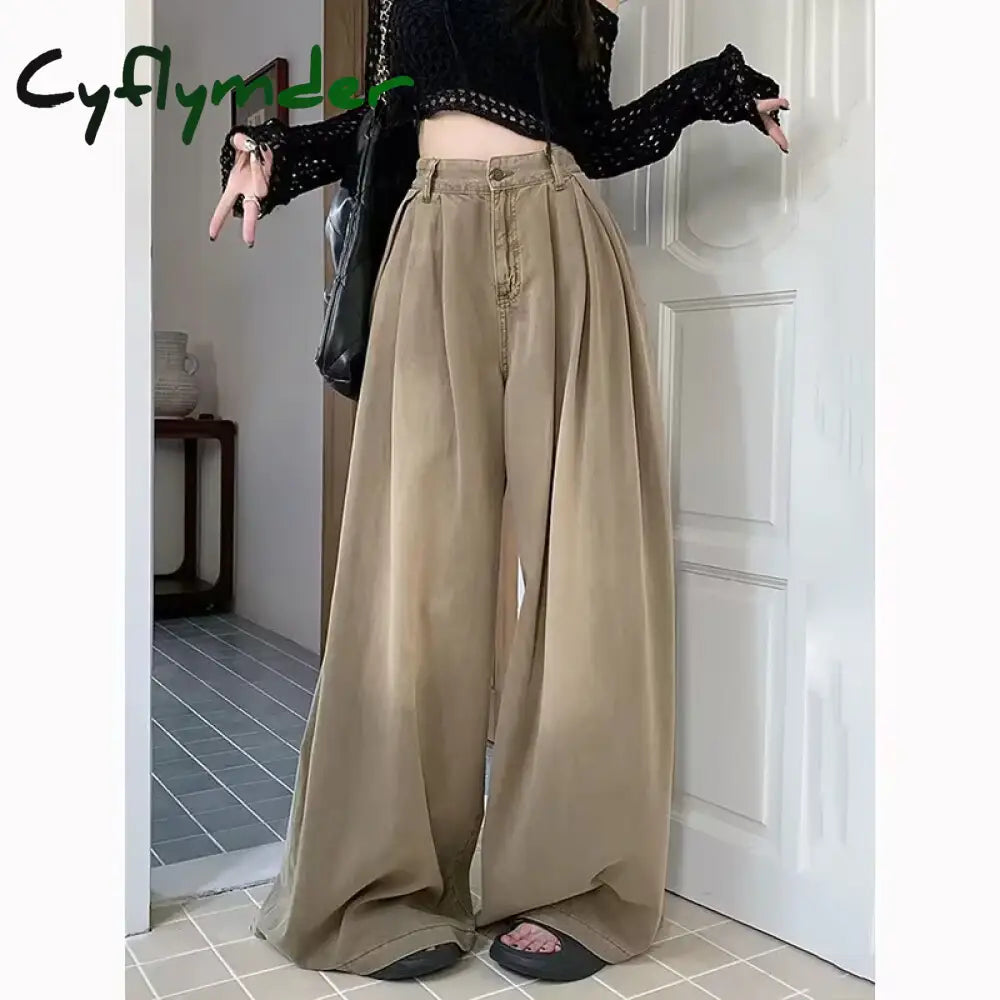 American Retro Oversized High Waist Baggy Jeans For Women Casual Y2K Wide Leg Grunge Hip-Hop Style Loose Denim Trouser Pants