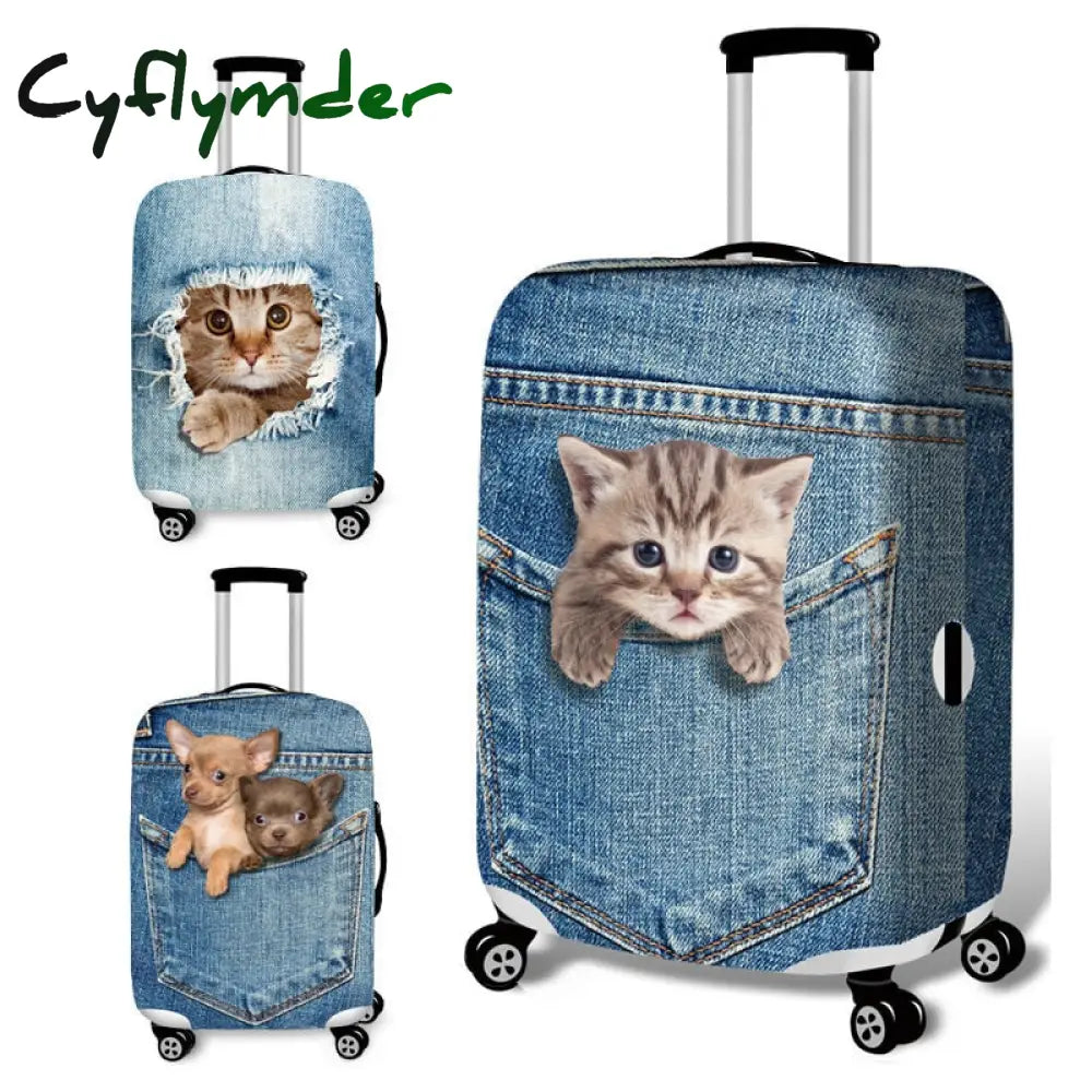 Cyflymder Animal Pattern Travel Luggage Suitcase Protective Cover Trolley Bag Men Women Thick