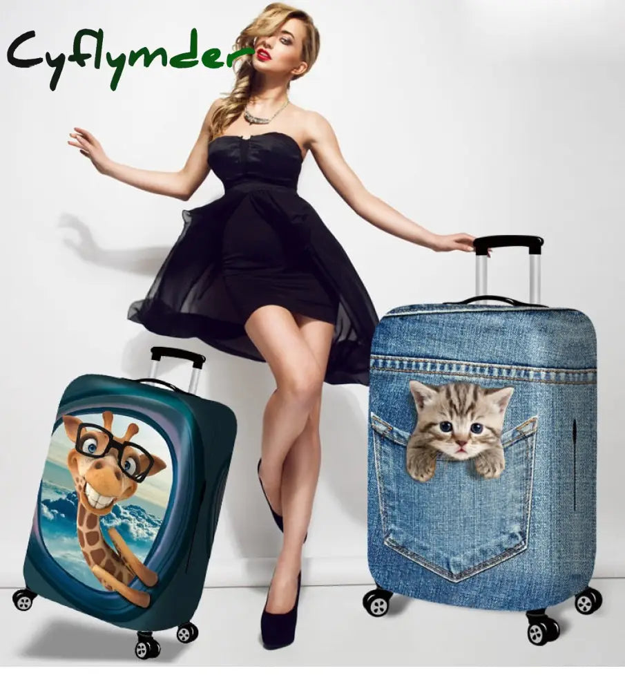 Cyflymder Animal Pattern Travel Luggage Suitcase Protective Cover Trolley Bag Men Women Thick