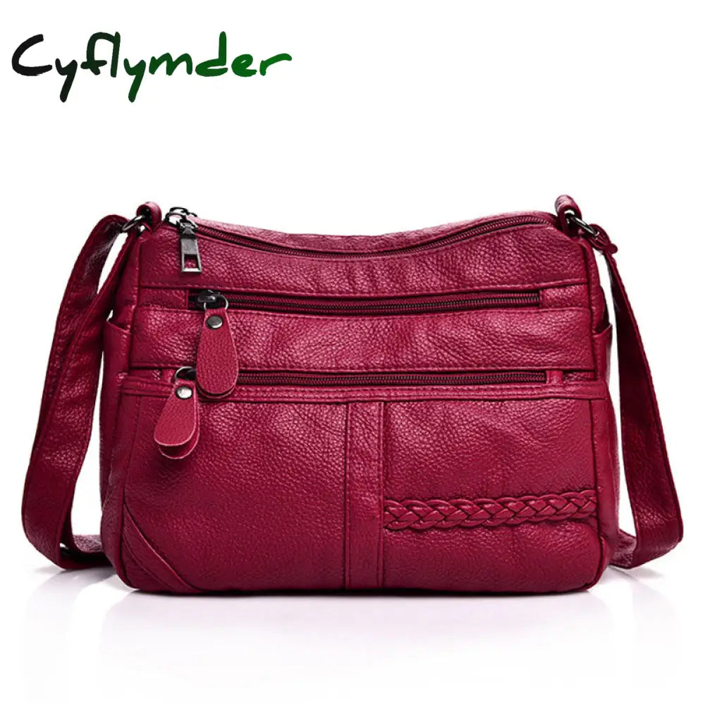 Cyflymder Annmouler Fashion Women Bag Pu Soft Leather Shoulder Multi-Layer Crossbody Quality Small