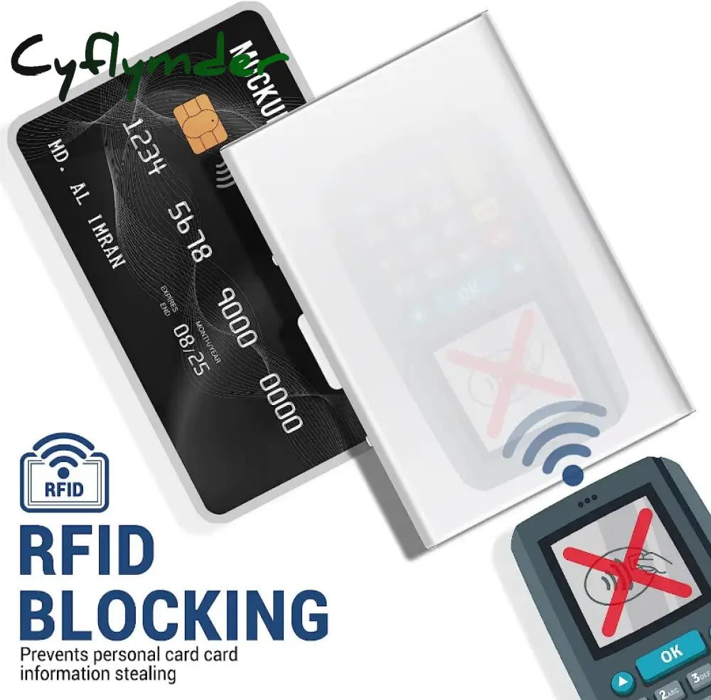 Cyflymder Anti-Scan Rfid 6 Cards Large Capacity Aluminum Metal Credit Card Holder Slim Blocking