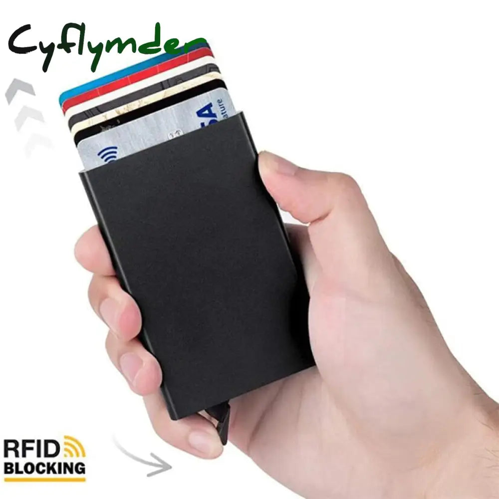 Cyflymder Anti-Theft Id Credit Card Holder Porte Carte Thin Aluminium Metal Wallets Pocket Case