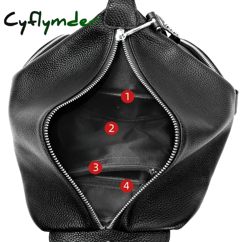 Cyflymder Anti-Theft Women Backpacks 100% Genuine Leather Travel Large Capacity Schoolbag For Girls