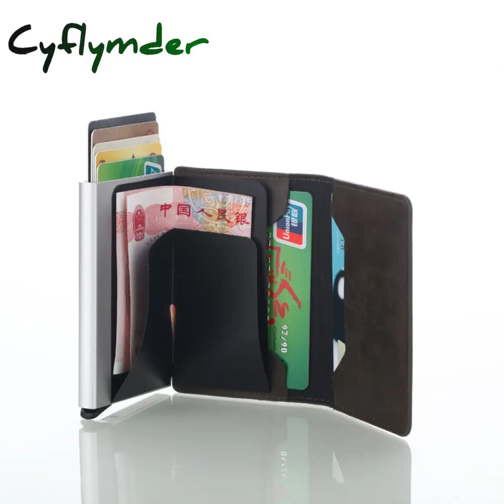 Cyflymder Antitheft Rfid Blocking Wallet Metal Credit Card Holder Automatic Elastic Vintage