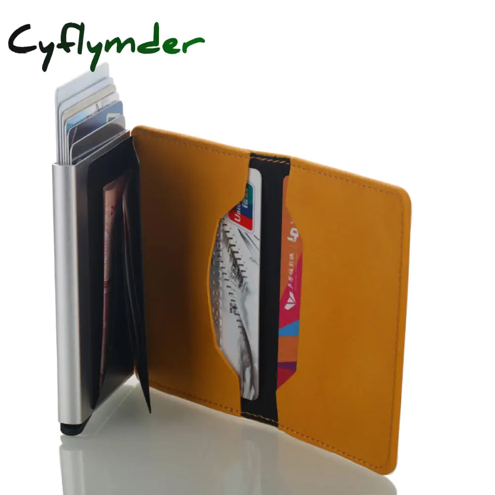 Cyflymder Antitheft Rfid Blocking Wallet Metal Credit Card Holder Automatic Elastic Vintage