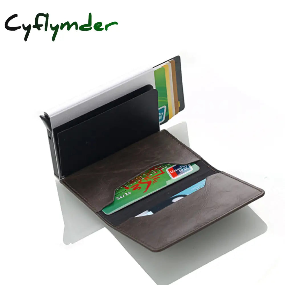 Cyflymder Antitheft Rfid Blocking Wallet Metal Credit Card Holder Automatic Elastic Vintage