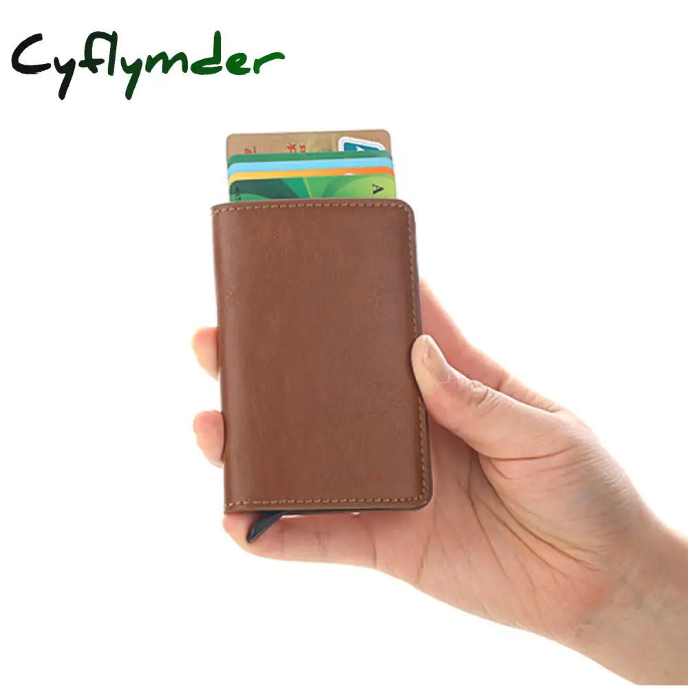 Cyflymder Antitheft Rfid Blocking Wallet Metal Credit Card Holder Automatic Elastic Vintage