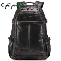 Cyflymder Artificial Leather Backpacks Men Black Waterproof Laptop Backpack For Male School Travel