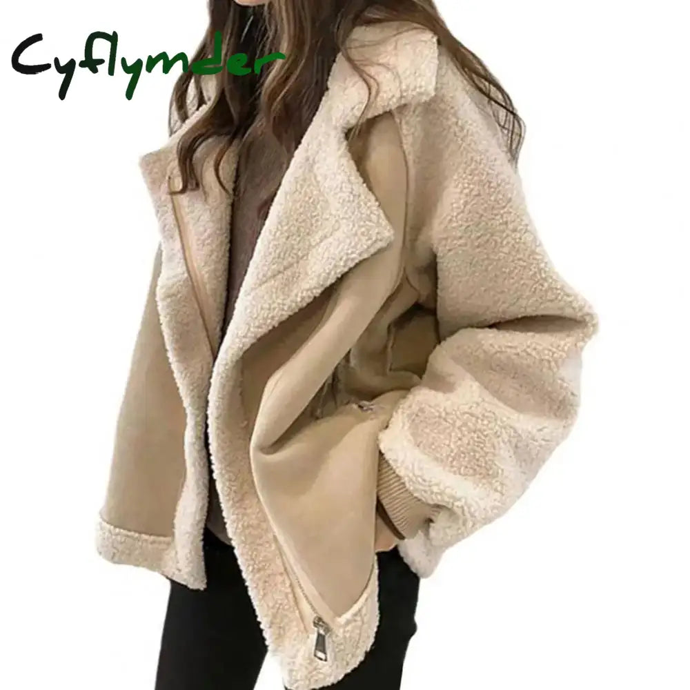 Cyflymder aspen outfits winter Fall Winter Women Jacket Thick Heat Retention Loose Women Coat Turn-down Collar Long