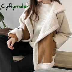Cyflymder aspen outfits winter Fall Winter Women Jacket Thick Heat Retention Loose Women Coat Turn-down Collar Long
