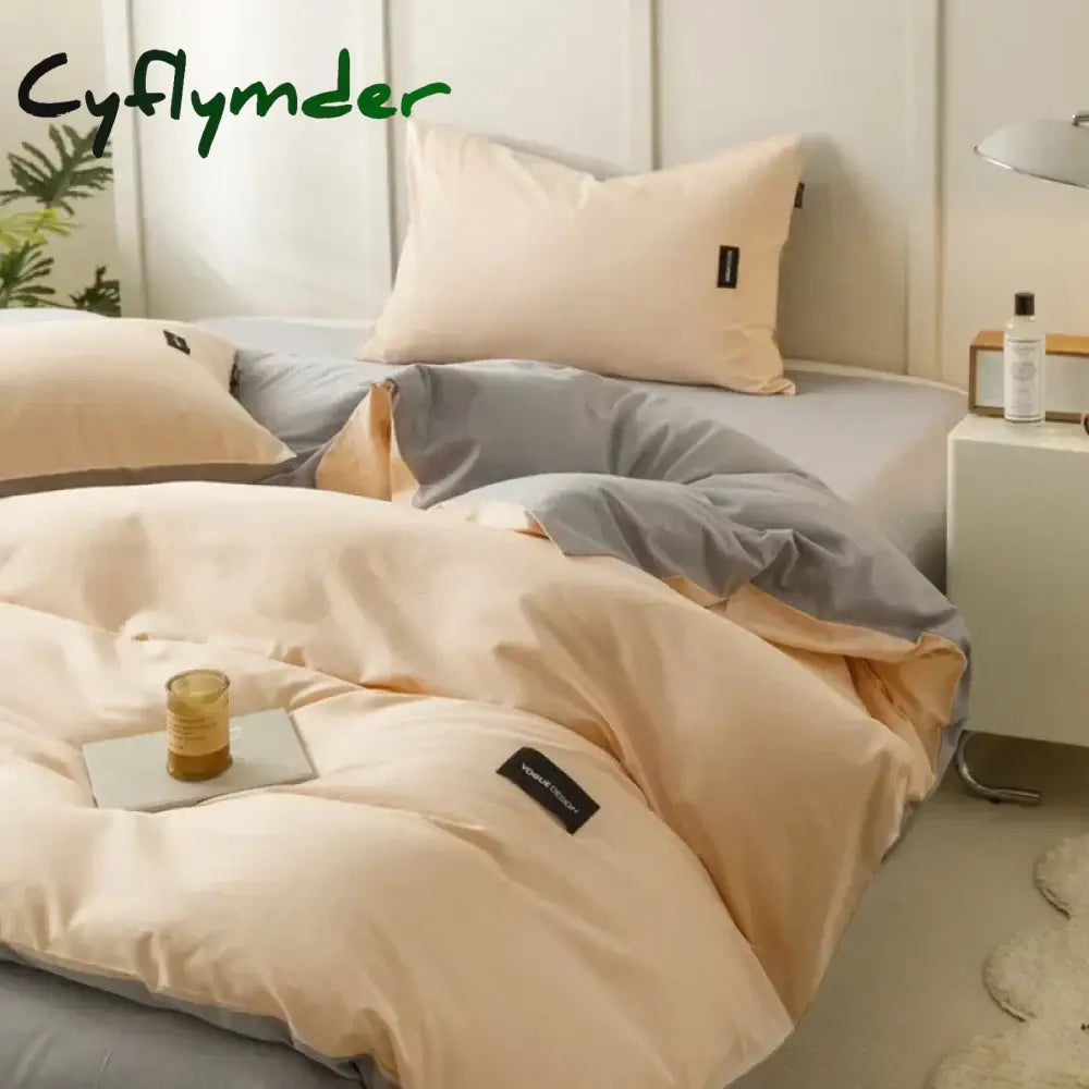 Cyflymder Aternal and Infant Grade Pure Cotton Four Piece Set Solid Color All Cotton Student Three Piece Set Quilt