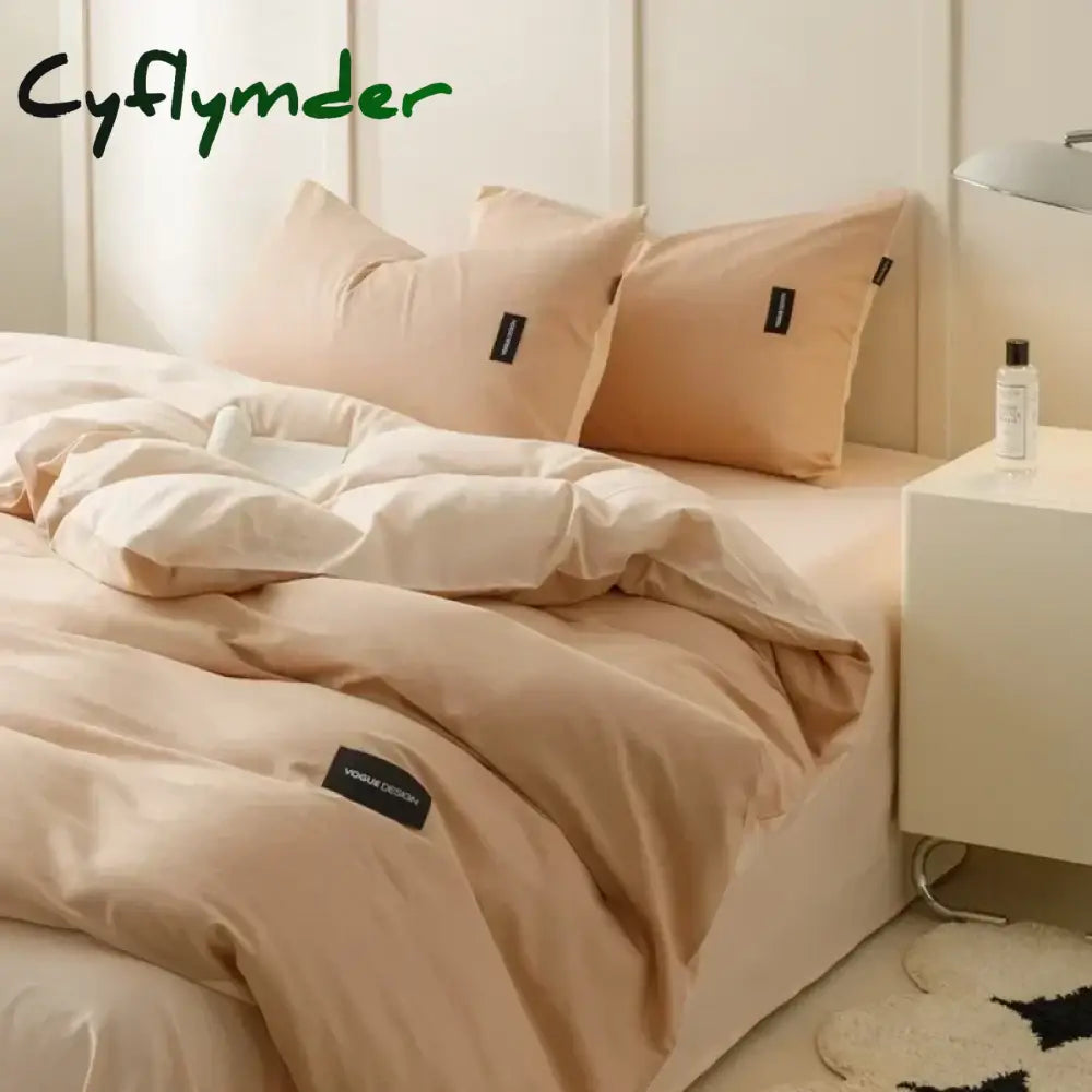 Cyflymder Aternal and Infant Grade Pure Cotton Four Piece Set Solid Color All Cotton Student Three Piece Set Quilt