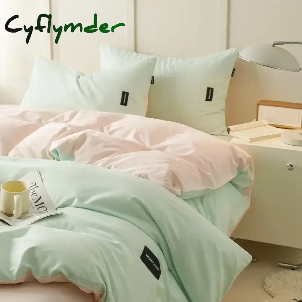 Cyflymder Aternal and Infant Grade Pure Cotton Four Piece Set Solid Color All Cotton Student Three Piece Set Quilt